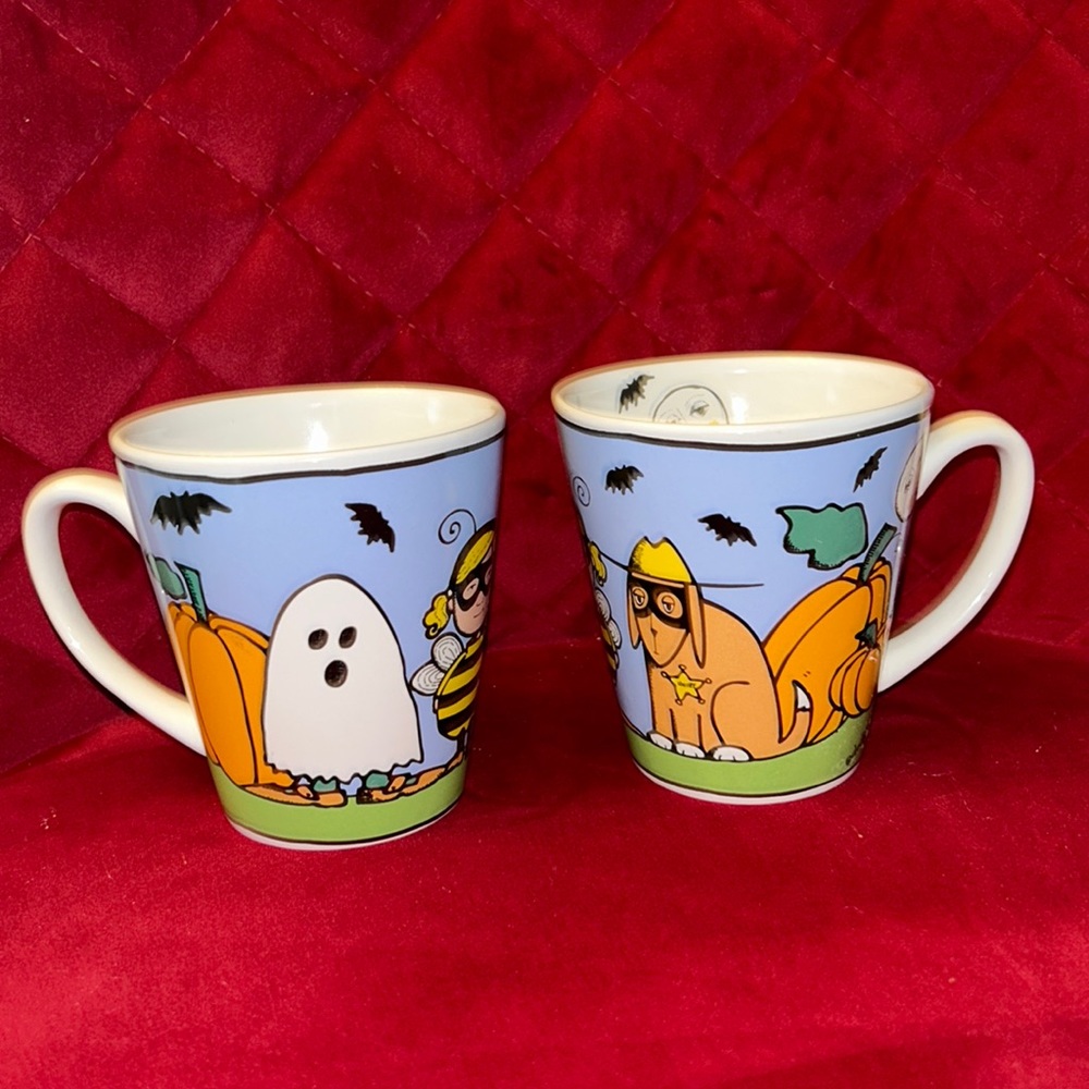 Halloween Mugs Goblins by Ursula Dodge Animals Spooky - set of 2